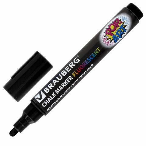 Маркер меловой Brauberg Pop-Art 5 мм черный 151534 цена за 8 шт , 